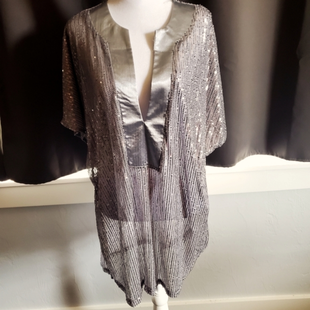 Silver Sequin and Satin shirt.